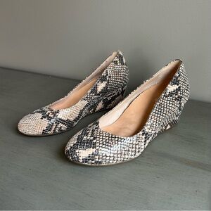 Vionic Antonia Orthaheel Leather Snakeskin Slip On Wedge Heels Shoes Women Sz 7